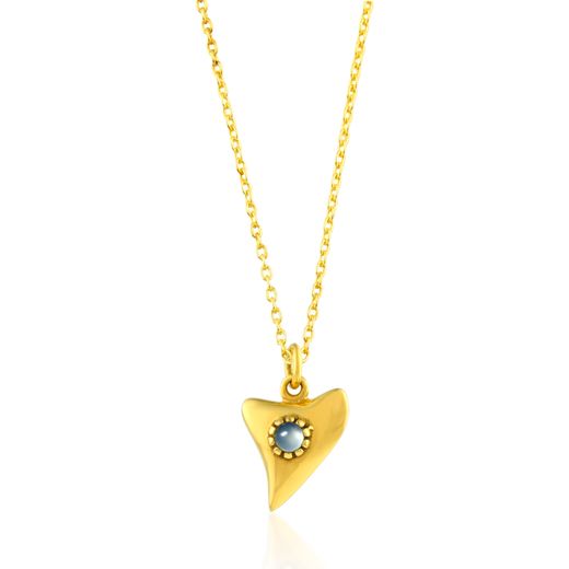 Colgante Bronce Dorado Mujer CBM0007DOCA Diente Tiburon C. Piedra Mineral Calcedonia