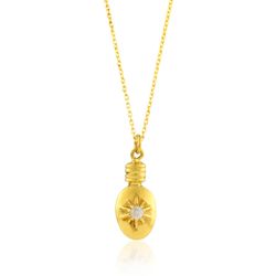 Colgante Bronce Dorado Mujer CBM0008DOCA Frasco C. Piedra Mineral Calcedonia