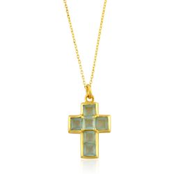 Colgante Bronce Dorado Mujer CBM0010DOCA Cruz Piedras Minerales Calcedonia