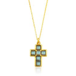 Colgante Bronce Dorado Mujer CBM0010DOLA Cruz Piedras Minerales Labradorita