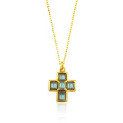 Colgante Bronce Dorado Mujer CBM0011DOLA Cruz Piedras Minerales Labradorita