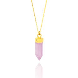 Colgante Bronce Dorado Mujer CBM0012DOCR Piedra Mineral Calcedonia Rosa