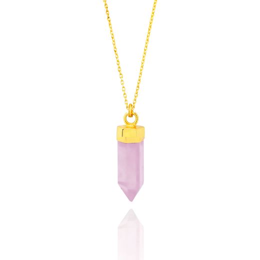 Colgante Bronce Dorado Mujer CBM0012DOCR Piedra Mineral Calcedonia Rosa