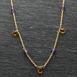 Colgante Bronce Dorado Mujer COM0020BRDOCI Piedras Minerales Amatista+Citrino