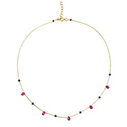 Colgante Bronce Dorado Mujer COM0020BRDOGU Piedras Minerales Cristal Rubi + Cristal Azul