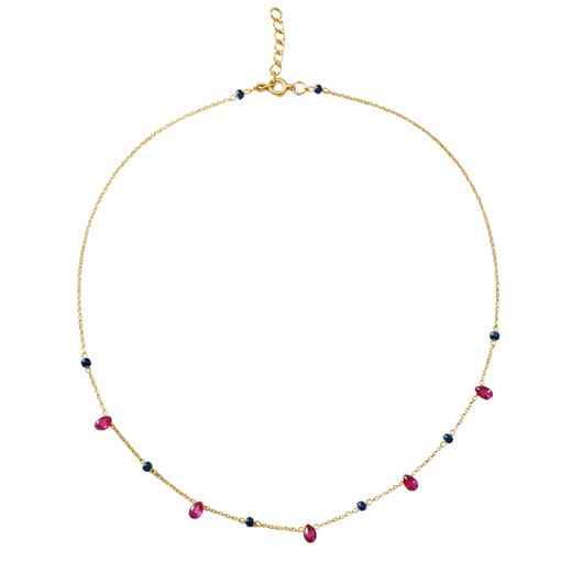 Colgante Bronce Dorado Mujer COM0020BRDOGU Piedras Minerales Cristal Rubi + Cristal Azul
