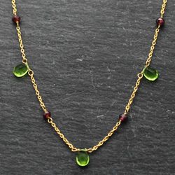 Colgante Bronce Dorado Mujer COM0020BRDOPE Piedras Minerales Peridot + Granate