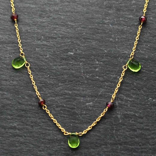 Colgante Bronce Dorado Mujer COM0020BRDOPE Piedras Minerales Peridot + Granate
