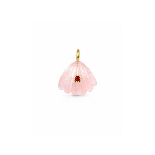 Colgante Bronce Dorado Mujer CTM0002DOCR Concha Piedra Mineral Cuarzo Rosa