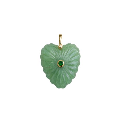Colgante Bronce Dorado Mujer CTM0003DOAE Corazón Piedra Mineral Aventurina Verde