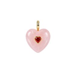 Colgante Bronce Dorado Mujer CTM0004DOCR Corazón Piedra Mineral Cuarzo Rosa