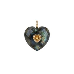 Colgante Bronce Dorado Mujer CTM0004DOLA Corazón Piedra Mineral Labradorita