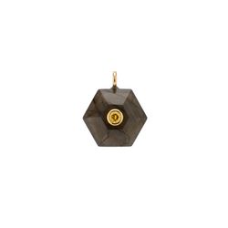 Colgante Bronce Dorado Mujer CTM0006DOLA Piedra Mineral Labradorita Hexagonal