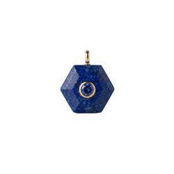 Colgante Bronce Dorado Mujer CTM0006DOLP Piedra Mineral Lapislázuli Hexagonal