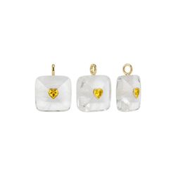 Colgante Bronce Dorado Mujer CTM0007DOBC Piedra Mineral Cuarzo Blanco Cuadrada