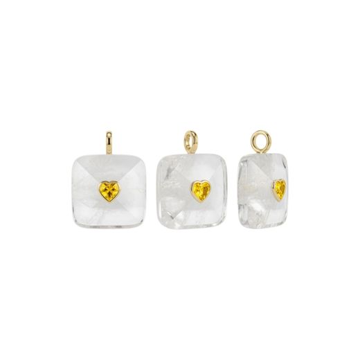 Colgante Bronce Dorado Mujer CTM0007DOBC Piedra Mineral Cuarzo Blanco Cuadrada
