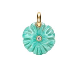 Colgante Bronce Dorado Mujer CTM0008DOAZ Flor Piedra Mineral Amazonita C. Circonitas
