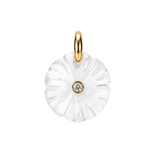 Colgante Bronce Dorado Mujer CTM0008DOBC Flor Piedra Mineral Cuarzo Blanco C. Circonitas