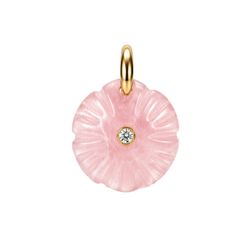 Colgante Bronce Dorado Mujer CTM0008DOCR Flor Piedra Mineral Cuarzo Rosa C. Circonitas