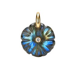 Colgante Bronce Dorado Mujer CTM0008DOLA Flor Piedra Mineral Labradorita C. Circonitas