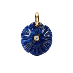 Colgante Bronce Dorado Mujer CTM0008DOLP Flor Piedra Mineral Lapislázuli C. Circonitas