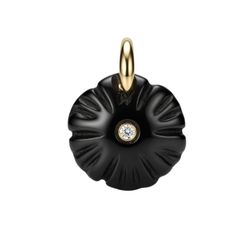 Colgante Bronce Dorado Mujer CTM0008DOOX Flor Piedra Mineral Onix Negro C. Circonitas
