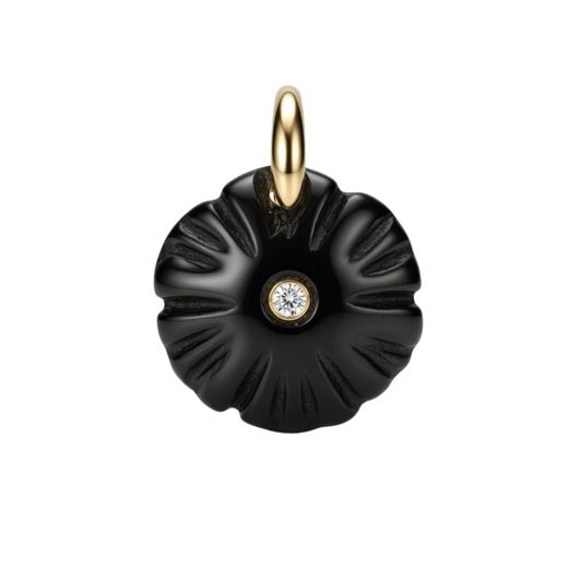 Colgante Bronce Dorado Mujer CTM0008DOOX Flor Piedra Mineral Onix Negro C. Circonitas