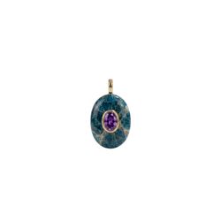 Colgante Bronce Dorado Mujer CTM0009DOAP Piedra Mineral Apatito Azul