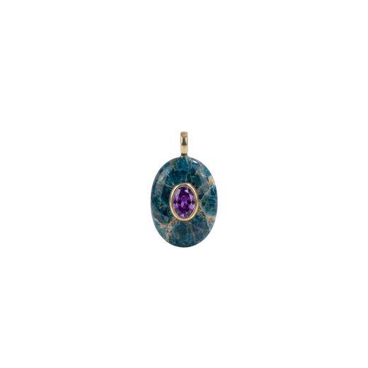 Colgante Bronce Dorado Mujer CTM0009DOAP Piedra Mineral Apatito Azul