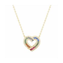 Colgante Bronce Dorado Mujer N25076MG Corazón C. Circonitas Multicolor 42+5cm