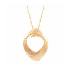 Colgante Bronce Dorado Mujer N27242GP Óvalo Alargado Ondulado En Brillo 40+5cm