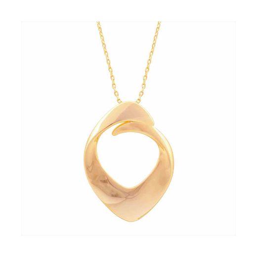 Colgante Bronce Dorado Mujer N27242GP Óvalo Alargado Ondulado En Brillo 40+5cm