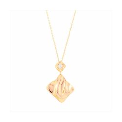 Colgante Bronce Dorado Mujer N27244GP Cuadrado Martillado Irregular 40+5cm