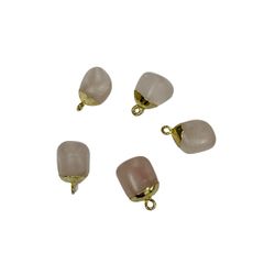 Colgante Bronce Dorado Piedra Mineral Cuarzo Rosa CGM0025BRCR (1) Unidad