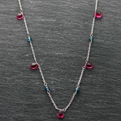 Colgante Bronce Mujer COM0020BRRHGU Piedras Minerales Cristal Rubi + Cristal Azul