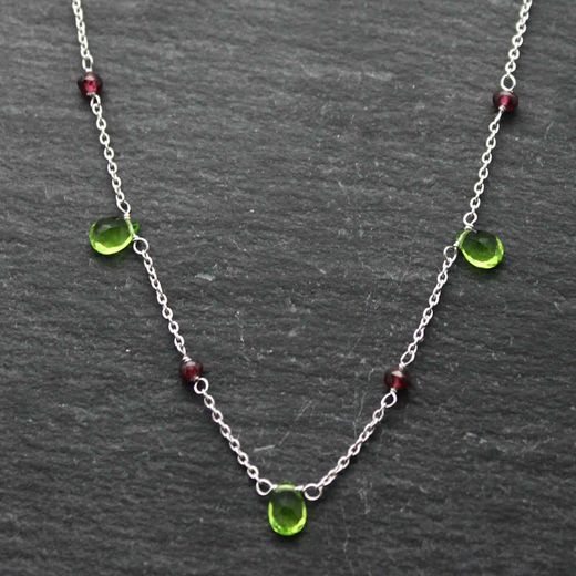 Colgante Bronce Mujer COM0020BRRHPE Piedras Minerales Peridot + Granate