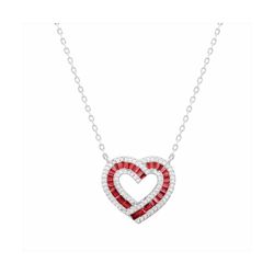 Colgante Bronce Mujer N25076RB Corazón C. Circonitas Rojas Bicolor Blancas 42+5cm