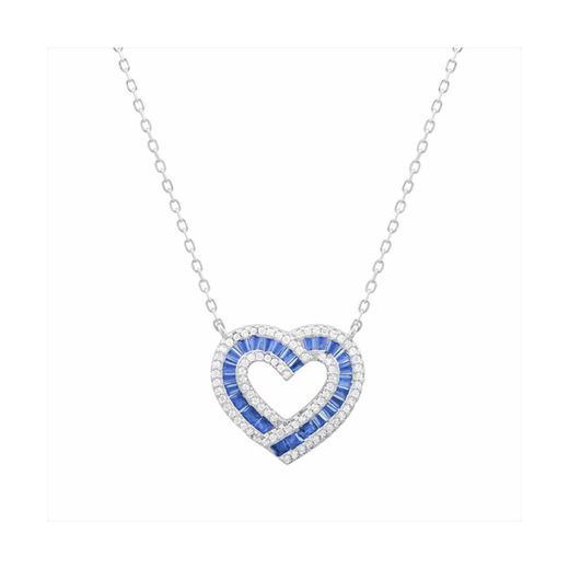 Colgante Bronce Mujer N25076SP Corazón C. Circonitas Azules Bicolor Blancas 42+5cm