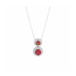 Colgante Bronce Mujer N26179RB Doble Círculo C. Circonitas Rojas Bicolor Blancas 45cm