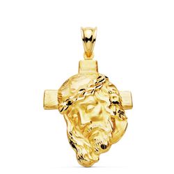 Colgante Cabeza de Cristo Oro 18kts Cruz 35x25mm P7147-335