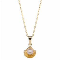 Colgante C/Cadena Disney Oro 9kts 9K0012C Concha Ariel Perla