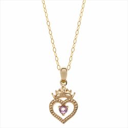 Colgante C/Cadena Disney Oro 9kts 9K0013C Corazón Corona Princesa