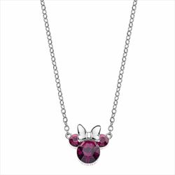 Colgante Disney Plata AG0019C Minnie Piedras Burdeos