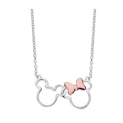 Pingente Disney Prata Bicolor Rosa AG0006C1 Mickey&Minnie