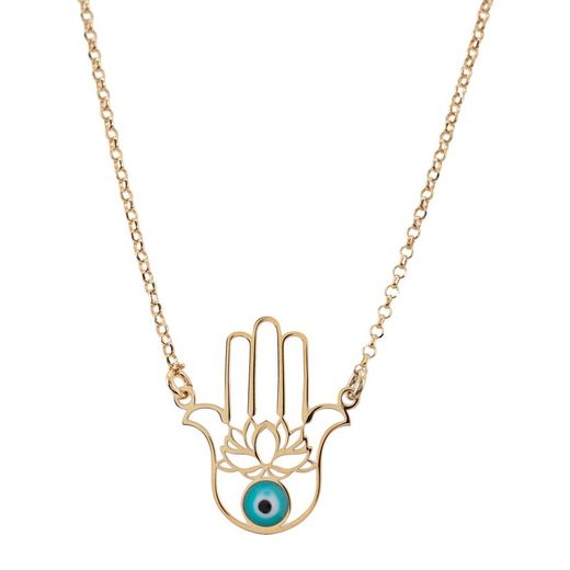 Sovrani Golden Pendant AVP247 Fatima Hand Turkish Eye