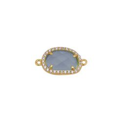 Colgante Entrepieza Plata Dorada Mujer MOM0002DOCB Piedra Mineral Calcedonia Azul