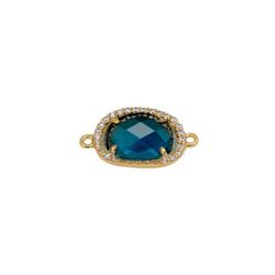Colgante Entrepieza Plata Dorada Mujer MOM0002DOGB Piedra Mineral Glass Blue