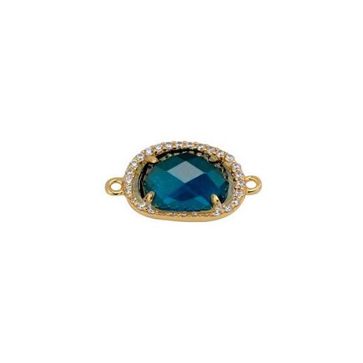 Colgante Entrepieza Plata Dorada Mujer MOM0002DOGB Piedra Mineral Glass Blue