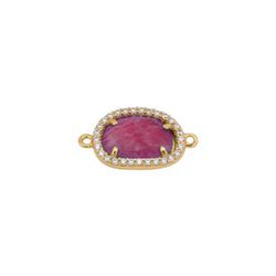 Colgante Entrepieza Plata Dorada Mujer MOM0002DORU Piedra Mineral Rubí