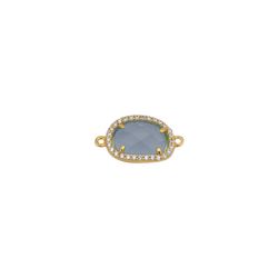 Colgante Entrepieza Plata Dorada Mujer MOM0003DOCB Piedra Mineral Calcedonia Azul & Circonitas
